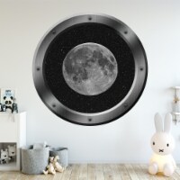VWAQ Space Ship Window Porthole Moon View Peel N Stick Vinyl Wall Decal - PS5