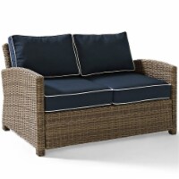 Bradenton Outdoor Wicker Loveseat with Navy Cushions - Crosley