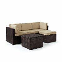 Crosley KO70011BR-SA Palm Harbor 5-Piece Outdoor Wicker Sectional Seating Set with Sand Cushi