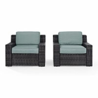 BEAUFORT 2 PC OUTDOOR WICKER SEATING SET WITH MIST CUSHION -  TWO OUTDOOR WICKER CHAIRS