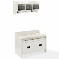 Fremont Wood 2 Piece Entryway Hall Tree Set in White-Crosley