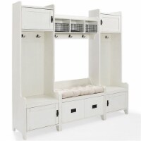 Fremont Wood 4 Piece Entryway Hall Tree Set in White-Crosley