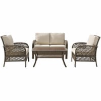 Crosley Furniture KO70037BR-SA Tribeca Outdoor Wicker Seating Set in Brown with Sand Cusions