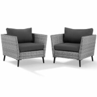 Crosley Richland Wicker Patio Arm Chair in Gray (Set of 2)