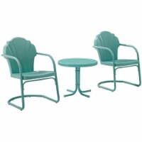 Crosley Tulip 3 Piece 22  Round Metal Patio Conversation Set in Blue