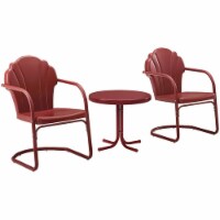 Crosley Tulip 3 Piece 22  Round Metal Patio Conversation Set in Red