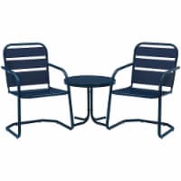 Crosley Brighton 3 Piece 22 Round Metal Patio Conversation Set in Navy