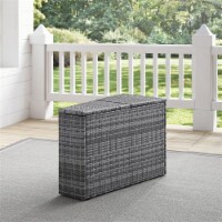 Crosley Catalina Wicker Patio Storage Arm Table in Gray Perspective: Main