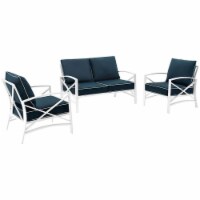 Crosley Kaplan 3 Piece Patio Sofa Set in Navy and White