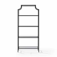 Crosley Aimee 4 Shelf Glass Etagere Bookcase in Oil Rubbed Bronze