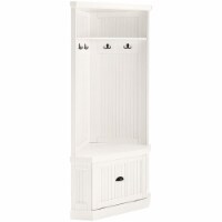 Crosley Seaside 4 Hook Corner Hall Tree in Distressed White