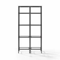 Crosley Aimee 4 Shelf Narrow Glass Etagere Bookcase in Rubbed Bronze (Set of 2)