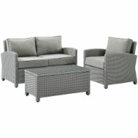 Crosley Bradenton 3 Piece Wicker Patio Sofa Set in Gray
