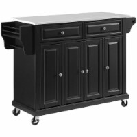 Crosley White Granite Top Kitchen Cart in Black