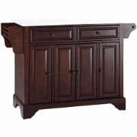 Crosley Lafayette White Granite Top Kitchen Island in Mahogany