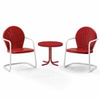 Crosley Griffith 3 Piece 22 Round Metal Patio Conversation Set in Red