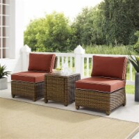 Crosley Furniture Bradenton 3 Piece Patio Conversation Set in Sangria and Brown