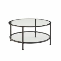Crosley Aimee 36  Round Glass Top Accent Coffee Table in Oil Rubbed Bronze