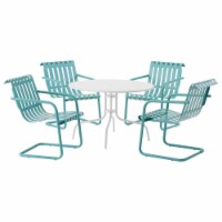 Crosley Furniture KO10018BL Gracie Outdoor Metal Dining Set, Pastel Blue Satin & White Satin