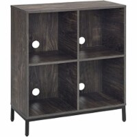 Crosley Jacobsen Industrial Record Storage Cube Bookcase in Brown Ash