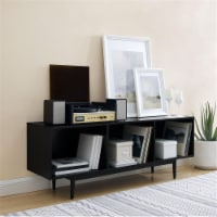 Crosley Liam 60 Mid-Century Modern Record Storage Console Cabinet in Black