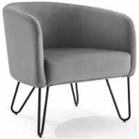Crosley Furniture Parkway 17.88  Modern Velvet Accent Chair in Gray/Matte Black