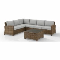 Crosley Furniture Bradenton 5Pc Outdoor Wicker Sectional Set in Gray & Brown