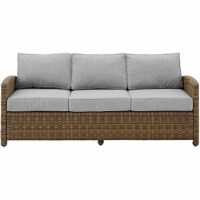 Crosley Furniture Bradenton Fabric and Wicker Outdoor Sofa in Gray