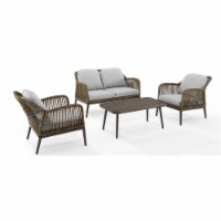 Crosley Furniture Haven 4Pc Outdoor Wicker Conversation Set in Gray & Brown