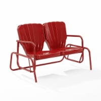 Crosley Furniture CO1032-RE Ridgeland Outdoor Metal Loveseat Glider, Bright Red Gloss