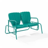 Crosley Furniture CO1032-TU Ridgeland Outdoor Metal Loveseat Glider, Turquoise Gloss