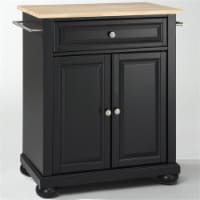 Alexandria Natural Wood Top Kitchen Island in Black - Crosley