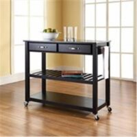 Kitchen Cart Island Solid Black Granite Top in Black - Crosley