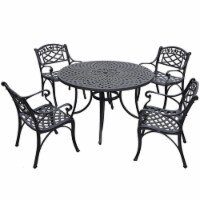 Sedona 46 Five Piece Cast Aluminum Outdoor Dining Set With Arm Chairs In Black Finish
