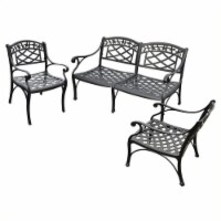 3 PIECE CAST ALUMINUM OUTDOOR CONVERSATION SEATING SET - LOVESEAT