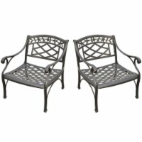 SEDONA 2 PIECE CAST ALUMINUM OUTDOOR CONVERSATION SEATING SET - 2 CLUB CHAIRS BLACK FINISH