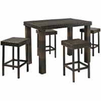 Palm Harbor 5 Piece Outdoor Wicker High Dining Set - Table & Four Stools