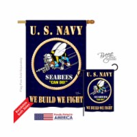 Breeze Decor 08071 Military Sea Bees 2-Sided Vertical Impression House Flag - 28 x 40 in.
