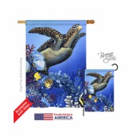 Breeze Decor 10067 Wildlife & Lodge Flight of the Sea Turtle 2-Sided Vertical Impression Hous