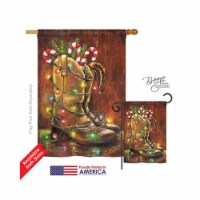 Breeze Decor 14002 Christmas Xmas Boots 2-Sided Vertical Impression House Flag - 28 x 40 in.
