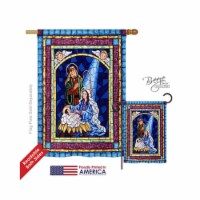 Breeze Decor 14123 Nativity Stained Glass Nativity 2-Sided Vertical Impression House Flag - 2