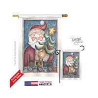 Breeze Decor 14127 Christmas HoHoHo Santa Tree 2-Sided Vertical Impression House Flag - 28 x