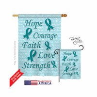 Breeze Decor 15092 Hope, Faith, Courage 2-Sided Vertical Impression House Flag, Teal - 28 x 4
