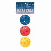 Champion Sports PLBBAR 9 in. Plastic Baseball, Red, Royal Blue & Yellow - Set of 3