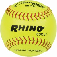 Champion Sports SB112L 12 in. Leather Cover Cork Softball, Optic Yellow & Red