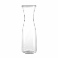 35 oz. Clear Large Disposable Plastic Wine Carafes with Lids (12 Carafes)