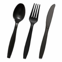Black Disposable Plastic Cutlery Set - Spoons, Forks and Knives (1000 Guests)