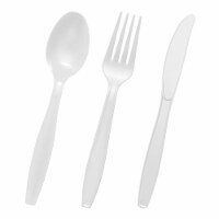 White Disposable Plastic Cutlery Set - Spoons, Forks and Knives (1000 Guests)