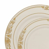 Ivory with Gold Harmony Rim Plastic Dinnerware Value Set (120 Sets)