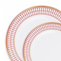 White with Red and Gold Chord Rim Plastic Dinnerware Value Set (120 Sets)